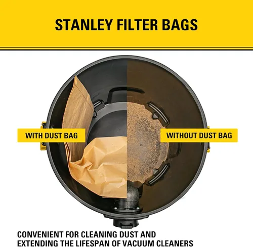 Vista 6 de Paquete de 3 bolsas de filtro STANLEY 19-3100, para aspiradora húmeda/seca de 5-8 galones, compatible con STANLEY SL18115 SL18115P SL18116 SL18116P