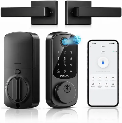 Vista 21 de DESLOC Cerradura de puerta inteligente de huella dactilar B200, cerrojo de Negro