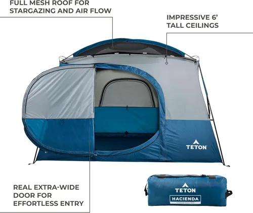 Vista 2 de TETON Sports Hacienda 8 Person Family Camping Tent, Large Gear Loft and 4 Storage Pockets, Swinging Door Makes it Easy to Access, Full Mesh Roof