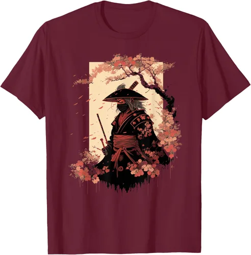 Vista 11 de Camiseta estética vintage samurái de arte japonés samurái retro cereza, Negro