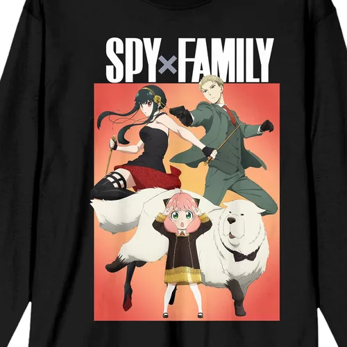 Vista 2 de Spy X Family Forger Family Poster Art - Camiseta negra de manga larga para adultos
