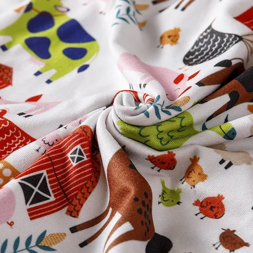 Vista 4 de Vestido de verano sin mangas con estampado de animales de vaca y vaca para niñas pequeñas, 1-7 años