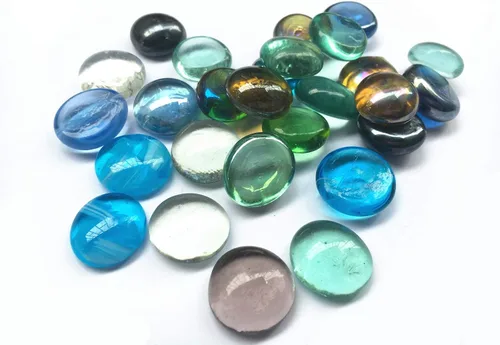 Vista 6 de Piedras preciosas de cristal, 1 libra (1 libra) canicas planas para rellenos de jarrones, dispersión de mesa de boda, decoración de rellenos de Ámbar