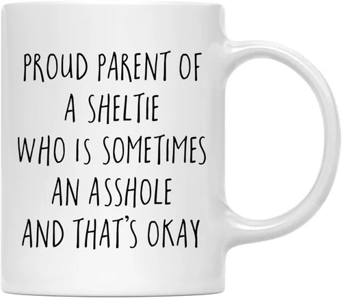 Vista 45 de Andaz Press Funny Dog - Taza de café de 11 onzas, regalo de broma, orgulloso padre de un afenpinscher que es a veces un gilipollas y eso está bien