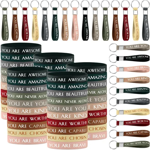 Vista 9 de Sratte 120 pulseras motivacionales, regalos inspiradores, llaveros inspiradores, regalo de agradecimiento para la semana de CNA, profesores