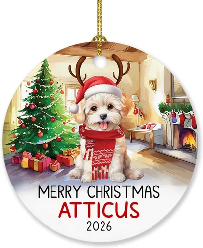 Vista 18 de Adorno personalizado de caniche negro, regalo para perro, mamá, perro, papá, adorno de Navidad único de perro caniche negro 2025, adorno de caniche