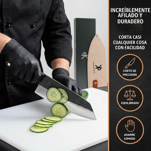 Vista 2 de Kitchen perfection Cuchillo de chef hecho a mano para cortar carne y cortar