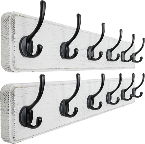 Vista 19 de Dseap Perchero de Pared: Moderno, Patentado, Resistente, 17.4" de Largo, Riel Colgador de Madera con 5 Ganchos Dobles para Abrigos de Invierno, Negro