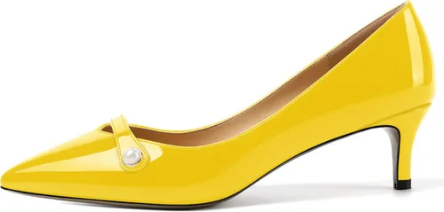 Vista 2 de ROSERWISH Zapatos de vestir de tacón bajo con patente para mujer, para fiesta, sexy, para fiesta, boda, patente, gatito, zapatos de vestir de 2