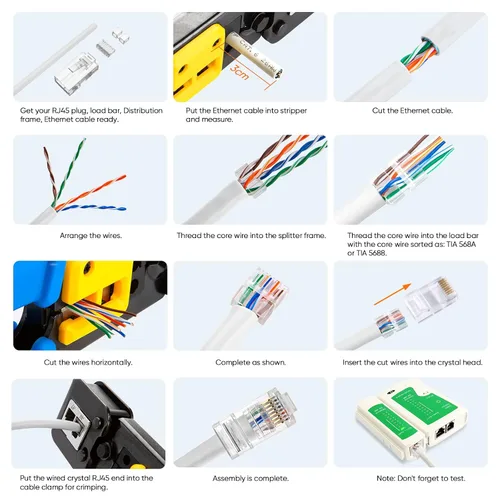 Vista 6 de CableCreation Conectores RJ45, enchufe modular Cat 6A RJ45 (juego de tres piezas), conector de red UTP para cable sólido y cable estándar