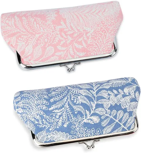 Vista 8 de Oyachic 2 paquetes de monedero vintage hoja bolsa larga monedero mujeres cartera beso cerradura cosmética maquillaje bolsa cierre embrague