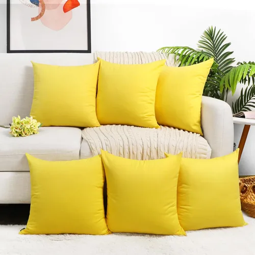 Vista 22 de Coddsmz Paquete de 6 fundas de almohada decorativas 100% algodón, fundas de cojín cuadradas de Navidad sólidas para el hogar, cama, sofá, día