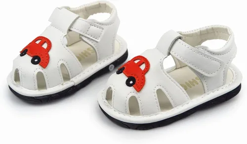 Vista 3 de WILLFUN Sandalias chirriantes de verano para bebé, niño, niña, suela de goma de primera calidad, puntera cerrada, antideslizantes, zapatos