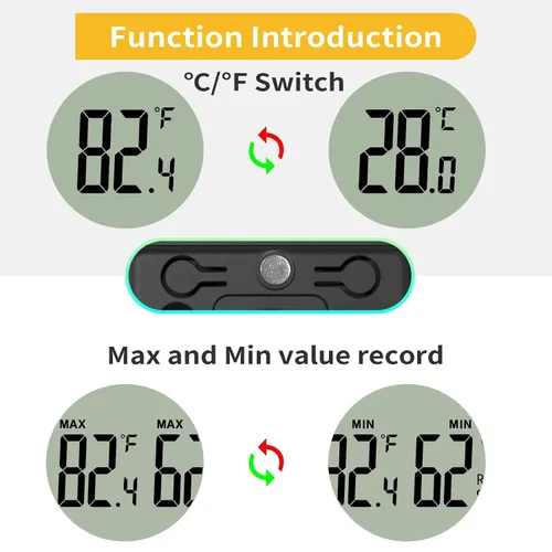 Vista 3 de 4 piezas de mini higrómetro digital y termómetro para reptiles con sonda extendida (solo temperatura) Medidor de temperatura y humedad