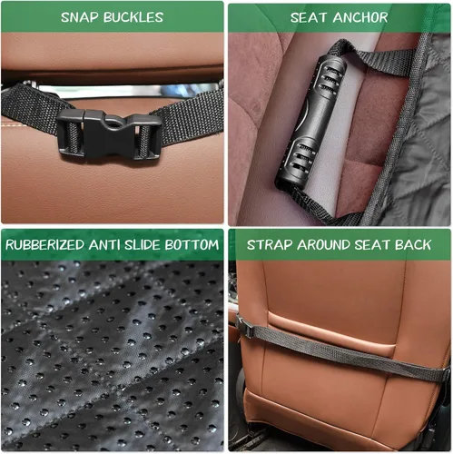 Vista 5 de Fundas de asiento de coche para perro, funda de asiento delantero con solapas laterales, 100% impermeable, protector de asiento de automóvil