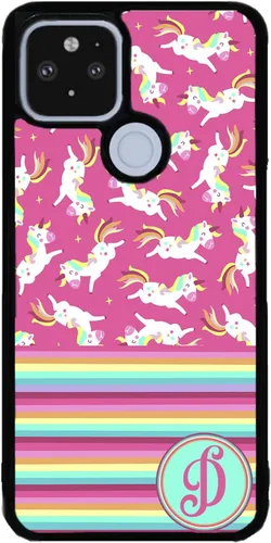 Vista 9 de Unicorn Rainbow - Funda de goma negra con inicial colorida compatible con Google Pixel 10, 10 Pro, 10 Pro XL, 9a, 9 Pro, Pixel 9, Pixel 9 Pro XL