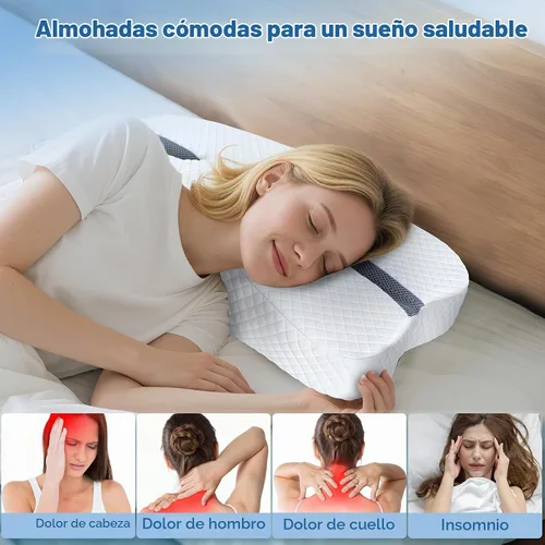 Vista 3 de SAHEYER Almohada antironquidos para dormir de lado, ayuda para evitar ronquidos con espuma viscoelástica, almohada ortopédica para dormir, solución