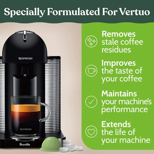 Vista 5 de Roobi Cápsulas de limpieza compatibles con Nespresso Vertuo Incluye 1 cápsula reutilizable y 12 tabletas de limpieza, carbono neutro, 1 año
