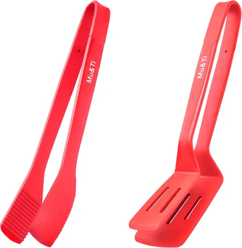 Vista 4 de Mu&Ti Pinzas de cocina de silicona, pinzas para cocinar de 11 pulgadas, espátula de abrazadera de barbacoa para pinzas de pan, abrazadera para 1