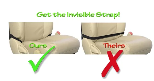 Vista 3 de Premium Clean-Edge Kick Mat, cobertor para asiento de auto con tiras invisibles y bordes rígidos, L, Negro