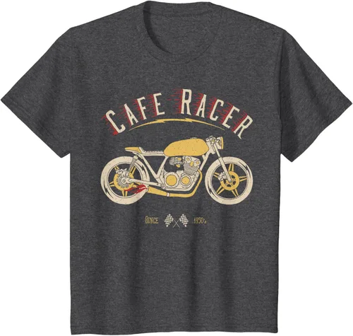 Vista 32 de Camiseta Cafe Racer - Old School - Camiseta de motocicleta vintage Negro