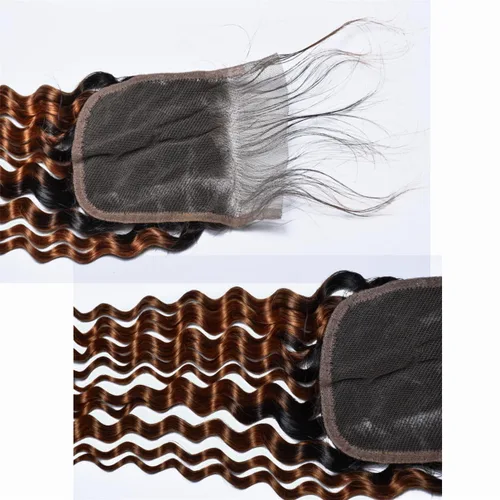 Vista 7 de Cabello humano virgen brasileño degradado 30 con cierre de encaje 4x4, 100% cabello virgen humano sin procesar, línea capilar prearrancada, cierre