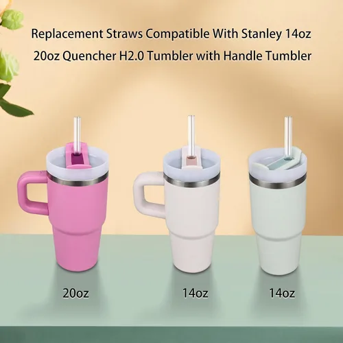 Vista 3 de Pajitas de repuesto compatibles con vaso Stanley Quencher H2.0 de 14 onzas con asa, con 1 cepillo (paquete de 6 unidades para 14 onzas)