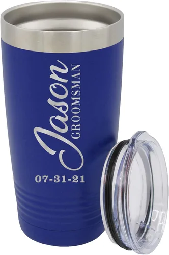 Vista 32 de Vaso de padrinos de boda grabado personalizado, taza de acero inoxidable aislada personalizada para padrino de boda, despedida de soltero, boda