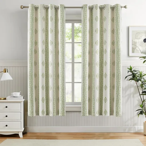 Vista 35 de Melodieux Cortinas bohemias 80% opacas de 63 pulgadas de largo para dormitorio, sala de estar, oscurecimiento de sala de estar, cortinas