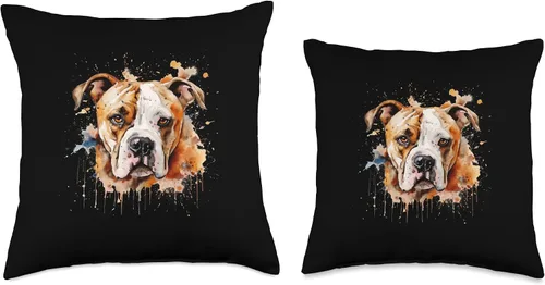 Vista 3 de American Bully watercolor gift for dog women Colorido American Bulldog - Cojín de acuarela de 16 x 16 pulgadas, multicolor