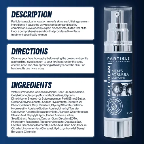 Vista 6 de Particle Crema facial 6 en 1 para hombres, humectante hidratante diario para hombres con vitamina C, aceite de jojoba, vitamina E y ácido