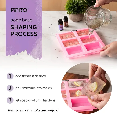 Vista 6 de Pifito Base de jabón transparente para derretir y verter (2 libras) │ Base de jabón de glicerina 100% natural prémium │ Suministros de lujo