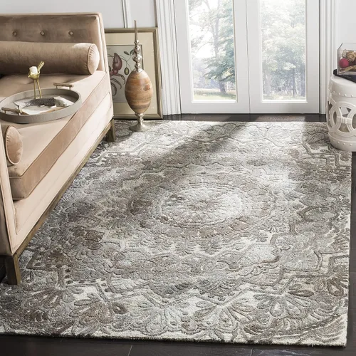 Vista 14 de SAFAVIEH Marquee Collection - Alfombra decorativa, 2 x 3 pies, beige y marfil, lana de medallón de mandala hecha a mano, ideal para zonas de alto