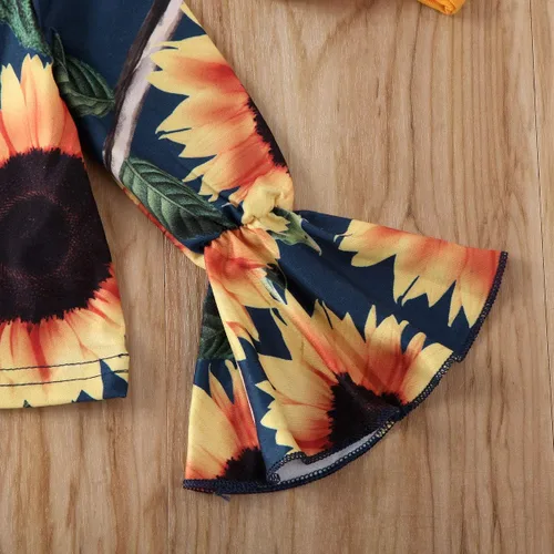 Vista 4 de Camiseta de manga larga con volantes y pantalones acampanados de girasol