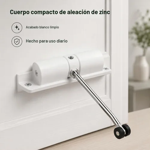 Vista 6 de Cierre de puerta automático, cierre de puerta de resorte de seguridad de aleación de zinc ajustable de 30 kg para bisagra de puerta de cierre (negro)