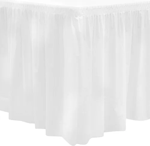 Vista 10 de Party Essentials Falda de mesa de plástico desechable resistente, 1 unidad, 29 pulgadas de ancho x 14 pies (168 pulgadas) de largo, amarillo