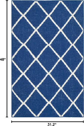 Vista 2 de SAFAVIEH Dhurries Collection DHU565A - Alfombra decorativa de lana de alta calidad, hecha a mano, 2 pies 6 pulgadas x 4 pies, color azul oscuro