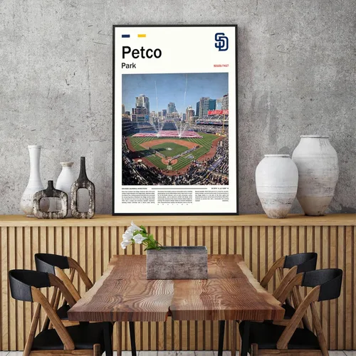 Vista 4 de Póster del estadio PetcoPark (lienzo de 17 pulgadas de largo x 11 pulgadas de ancho) de San Diego Ballpark para pared, póster deportivo retro