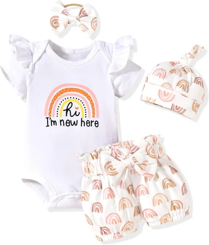 Vista 29 de Aalizzwell Conjunto de pantalones cortos para bebé recién nacido para el verano