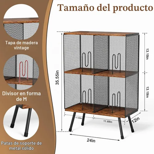 Vista 2 de X-cosrack Soporte grande para tocadiscos, soporte para discos de vinilo con capacidad para hasta 300 álbumes, soporte para tocadiscos estéreo de 3