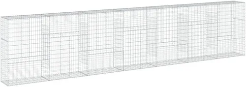 Vista 49 de vidaXL Cesta de gavión con tapa, 39.4 x 19.7 x 39.4 pulgadas, hierro galvanizado rectangular, resistente a la intemperie, montaje sin herramientas