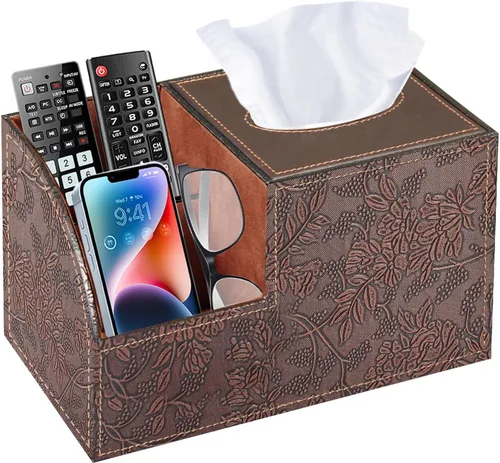 Vista 16 de Funda cuadrada de piel sintética para caja de pañuelos – Soporte multifuncional para caja de pañuelos, cubierta de caja de pañuelos