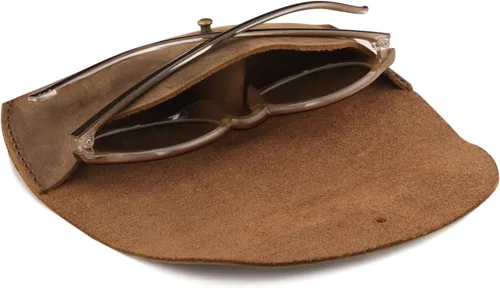 Vista 4 de Londo Funda de piel auténtica para gafas y gafas de sol con cierre de botón