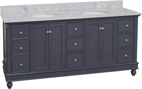 Vista 9 de Kitchen Bath Collection Bella tocador de baño doble de 72 pulgadas (chocolate/carrara): incluye gabinete de chocolate con encimera de mármol