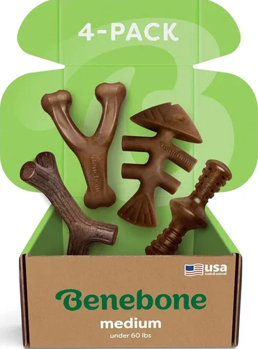 Vista 12 de Benebone - Paquete de 2 juguetes masticables duraderos para perros, diseño Maplestick/Zaggler, tocino real, madera de arce real, fabricados