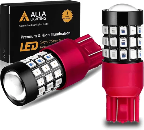 Vista 10 de Alla Lighting Recién actualizado T20 7440 7443 LED Focos de respaldo, reversa, señal, luz de freno o DRL, 6000K blanco Xenón, súper brillantes