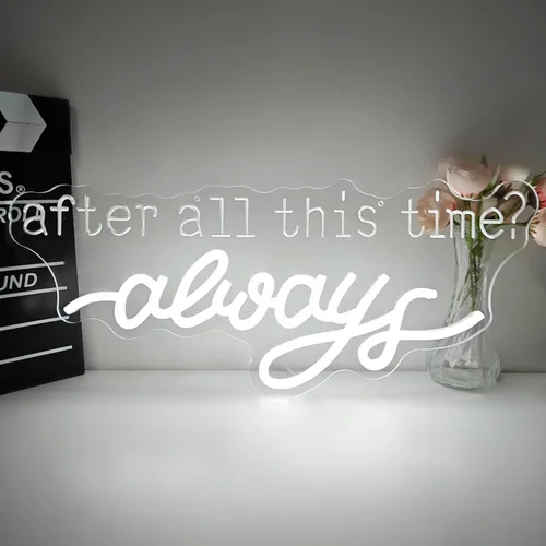 Vista 2 de Letrero de neón con texto en inglés «After All This Time Always para decoración de pared, boda, letreros de luz LED de neón para dormitorio, regalos