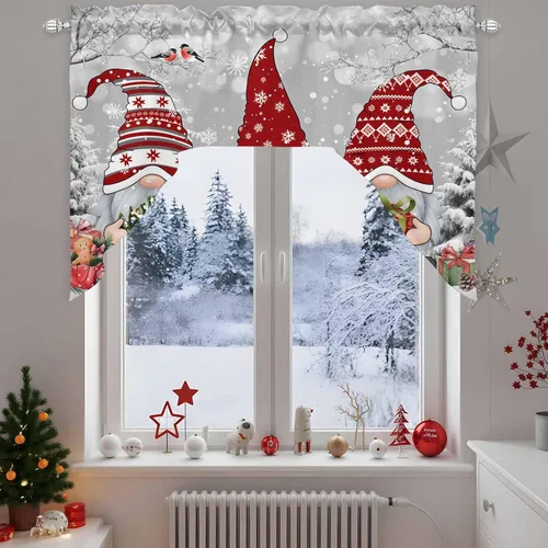 Vista 15 de Muñeco de nieve, cenefa de cocina, cenefa con bolsillo para barra, paneles de cortina para dormitorio, sala de estar, baño, cafetería, ventanas