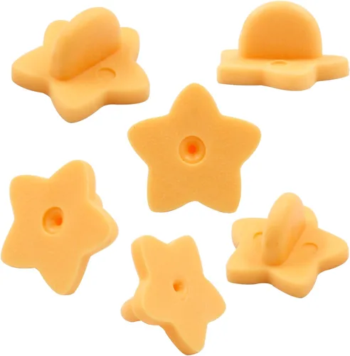 Vista 7 de Paquete de 100 pines de goma en forma de estrella, soporte de broche para corbata de sombrero de insignia de uniforme (negro)