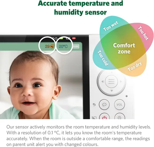 Vista 10 de LeapFrog Monitor de bebé LF925HD con cámara y audio, monitor de bebé de acceso remoto WiFi de 1080p, cámara panorámica e inclinación de 360°, zoom